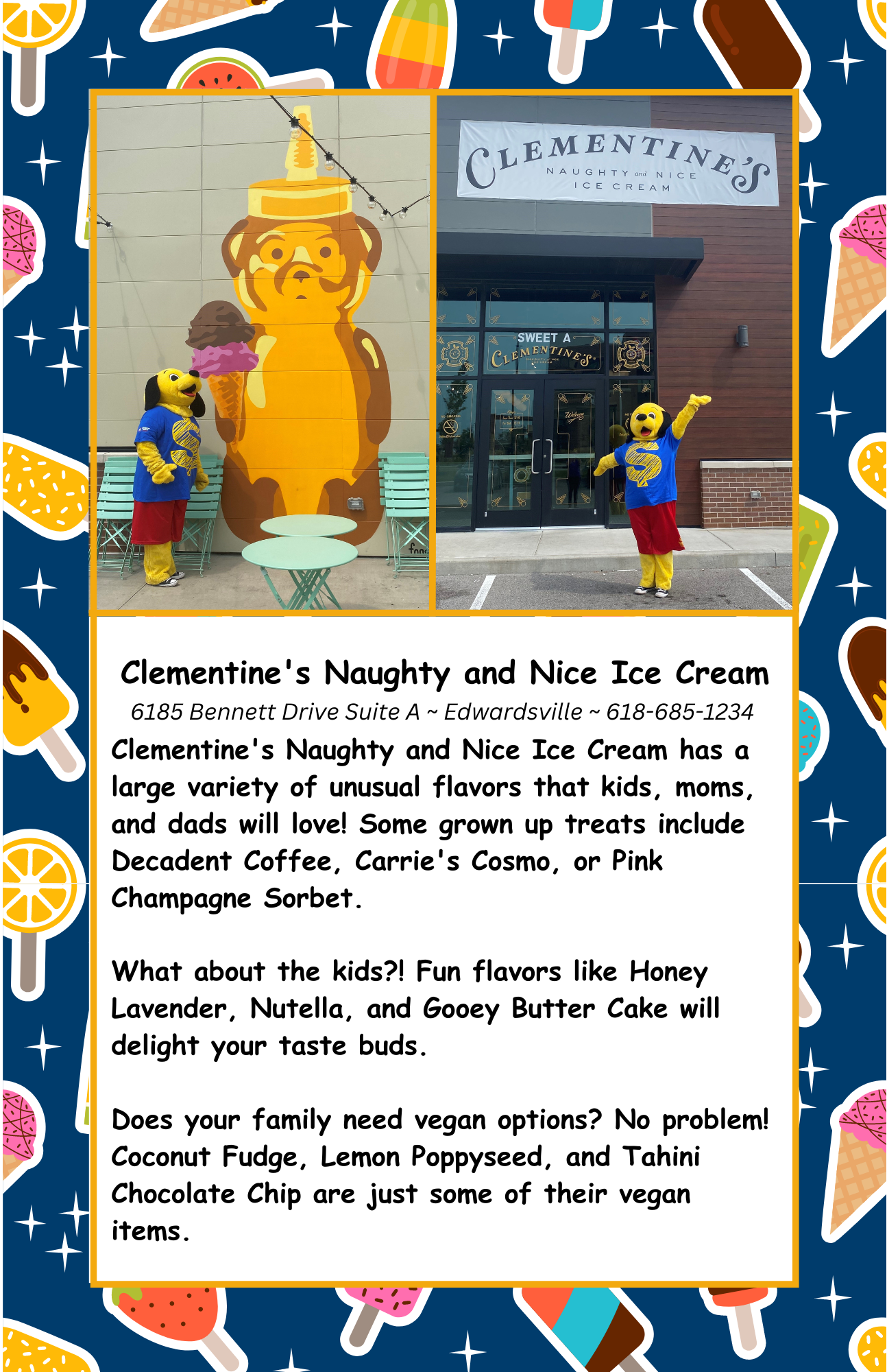 Money Dog at Clementine's Naughty and Nice Ice Cream