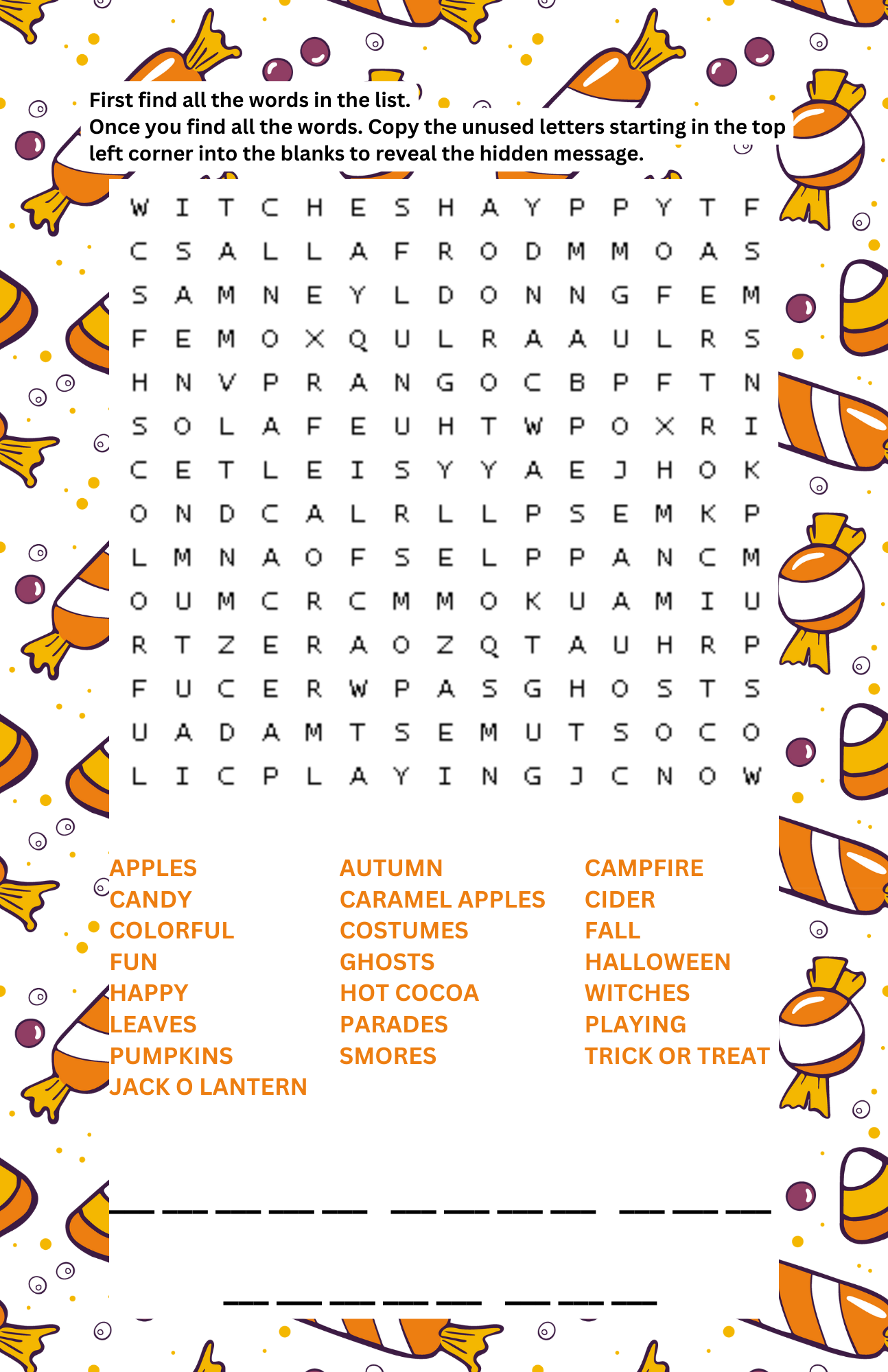 October MD Newsletter Word Search
