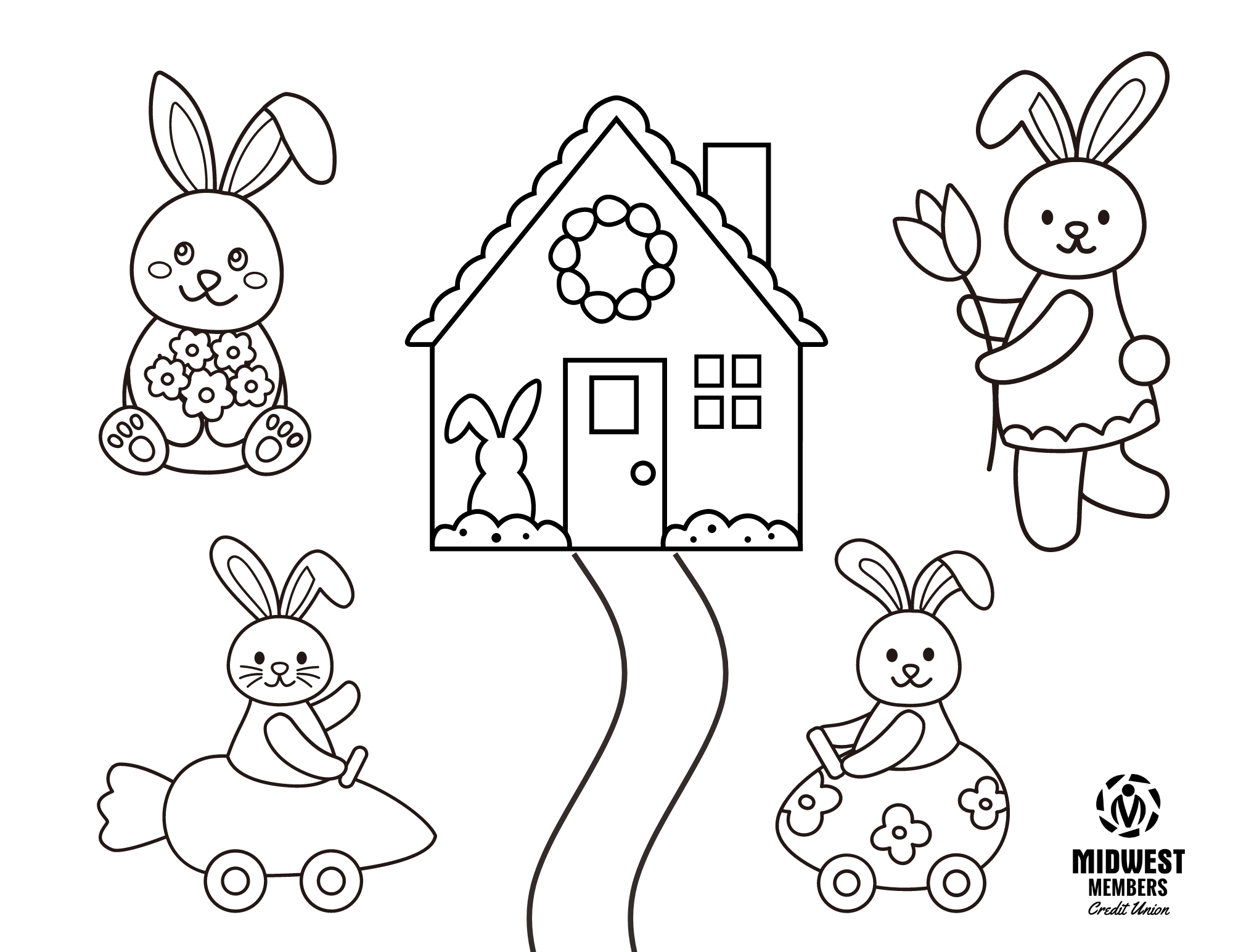 Easter bunnies coloring page.