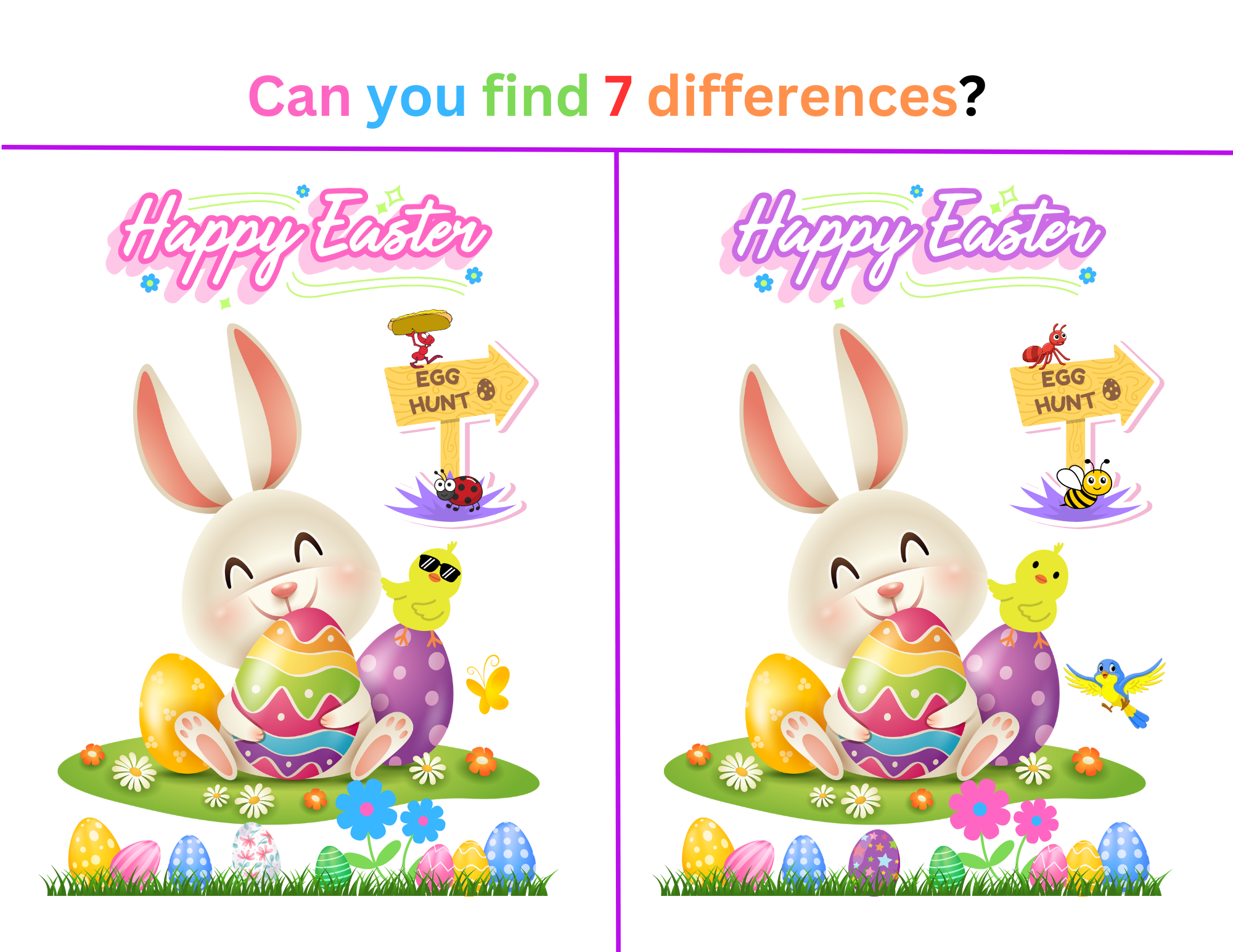 Easter Bunny Find the Difference Activity Page